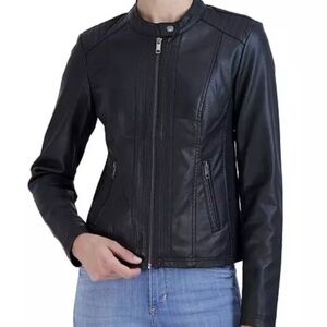 SEBBY COLLECTION WOMEN'S FAUX LEATHER JACKET - size M.- NEW